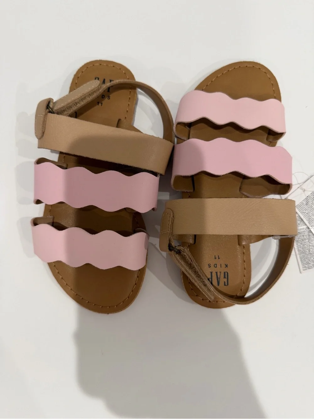 GAP Kids Pink and Tan Scalloped-Strap Sandals